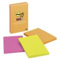 Post-It Sticky note 086846 4 x 6 In. Lined Super Sticky Note Standard Pack; Jewel Pop; Pack - 3 86846